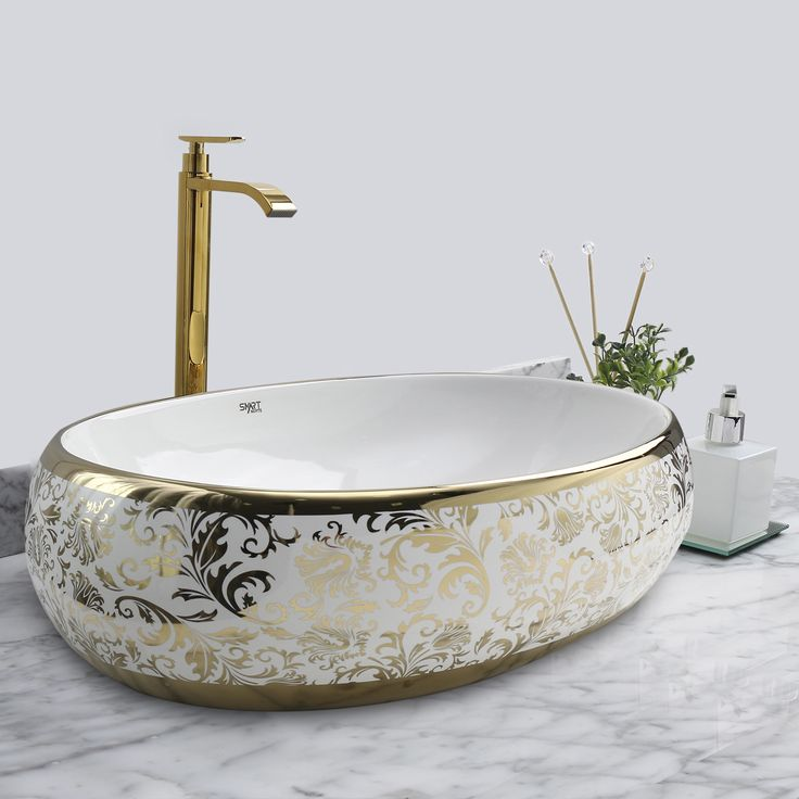 Cuba Dourada Oval Luxo Lavabo Banheiro 62x42cm – R$ 883